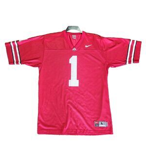 VTG Mens Nike Jersery Ohio State Buckeyes Red Mesh Football Size L Korea #1